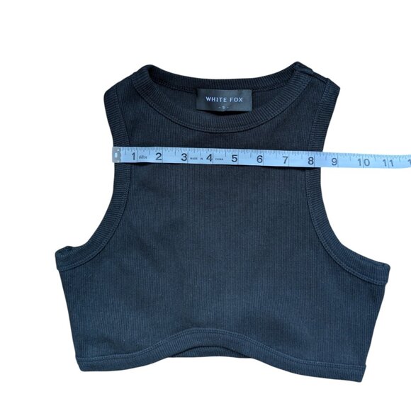 White Fox Boutique Little Ribbed Black Cropped Tank Top Women Size Small - Picture 7 of 12